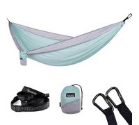 Nakie Double Hammock with Straps - World's First Recycled Hammock. Compact, light weight portable, camping, travel and hiking (Twilight Blue)