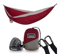 Nakie Double Hammock with Straps - World's First Recycled Hammock. Compact, light weight portable, camping, travel and hiking (Merlot Red)