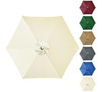 NAKIHOUSE Parasol Replacement Cover 2 m 6 Struts Patio Umbrella Canopy Fabric Cover Garden Umbrella Replacement Canopy Parasol Cover for Yard, Garden, Beach, Pool, Cream White