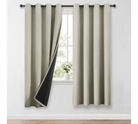 NAKIHOUSE Total Blackout Curtains with Black Lining for Bedroom, 37x72 Inch | Thermal Insulated, Waterproof, Room Darkening Eyelet Black Out Curtain for Nursery Living Room Conservatory Pergola, 2 Panels