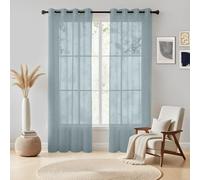 NAKIHOUSE Voile Curtain 96 Drop 2 Panels Net Curtains for Windows Eyelet Top Sheer Curtains for Kitchen Living Room Bedroom Window Treatment, Gray Voiles, 52" x 96"