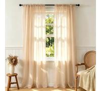 NAKIHOUSE Voile Curtains 108 Drop Pair Net Curtains for Windows | Slot Top Sheer Curtain Light Filtering Panel Voile for Living Room Bedroom Kitchen Door W52xL108 Inch (132x274cm)