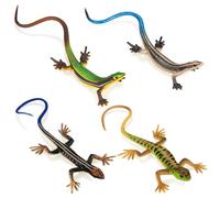 NAKIMO Plastic Lizard Toys Lizard Figurine Realistic Fake Lizards Artificial Model Reptile Toy for Cake Decoration Prank Props Educational Toys (4 Pcs)
