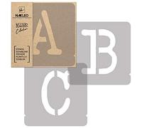 NAKLEO Alphabet Painting Stencils Set 42 Pcs, 10 cm Letters & Numbers Typewriter Capital Font, Reusable Plastic Drawing Templates for Crafts, DIY Wall Floor Wood