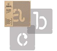 NAKLEO Alphabet Painting Stencils Set 42 Pcs, 5 cm Letters & Numbers Typewriter Small Font, Reusable Plastic Drawing Templates for Crafts, DIY Wall Floor Wood