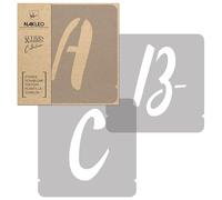 NAKLEO Alphabet Painting Stencils Set 42 Pcs, 7 cm Letters & Numbers Handwriting Capital Font, Reusable Plastic Drawing Templates for Crafts, DIY Wall Floor Wood