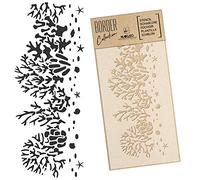 NAKLEO Border Wall Stencil 21x45cm, Algae Corals Reef Pattern, Reusable Plastic Template, Painting Stripe DIY Art and Craft Home Decor, Fabric Furniture Wood Paper Patio