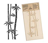 NAKLEO Border Wall Stencil 21x45cm, Bamboo Leaves Floral Pattern, Reusable Plastic Template, Painting Stripe DIY Art and Craft Home Decor, Fabric Furniture Wood Paper Patio
