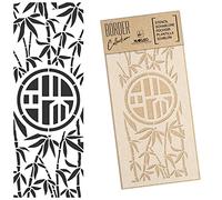 NAKLEO Border Wall Stencil 21x45cm, Bamboo Luck Chinoiserie Pattern, Reusable Plastic Template, Painting Stripe DIY Art and Craft Home Decor, Fabric Furniture Wood Paper Patio
