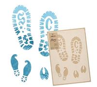 NAKLEO Christmas Painting Stencil 43x64cm, Reusable Plastic Template Santa Footsteps Elf Reindeer, Holiday Patterns for Spraying and Drawing, Art and Craft DIY Decoration for Window Wall Wood Door