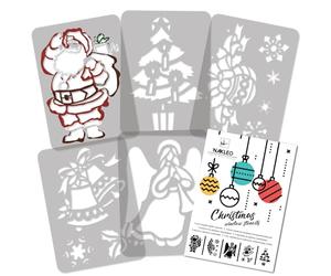 NAKLEO Christmas Painting Stencil Set of 5 Pcs 21x30cm, Reusable Plastic Template, Holiday Patterns for Spraying and Drawing, Art and Craft Decoration for Window Wall Wood Door Cards