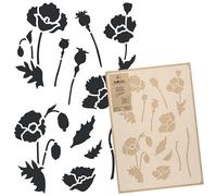 NAKLEO Floral Large Wall Painting Stencil 43x64 cm, Flower Poppy Plant Pattern, Reusable Plastic Template, DIY Art and Craft Home Decor, Floor Wood Fabric Furniture
