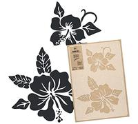 NAKLEO Floral Large Wall Painting Stencil 43x64 cm, Hibiscus Rose Mallow Plant Pattern, Reusable Plastic Flower Template, DIY Art and Craft Home Decor, Floor Wood Fabric Furniture