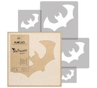 NAKLEO Halloween Painting Stencils Set, 5 Pcs Templates 9x9 to 34x34cm Bat, Plastic and Reusable Drawing Stencils, Children Room Decor, Craft DIY Wall Furniture Paper Wood