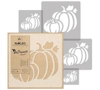 NAKLEO Halloween Painting Stencils Set, 5 Pcs Templates 9x9 to 34x34cm Pumpkin, Plastic and Reusable Drawing Stencils, Children Room Decor, Craft DIY Wall Furniture Paper Wood