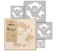 NAKLEO Halloween Painting Stencils Set, 5 Pcs Templates 9x9 to 34x34cm Scary Ghost, Plastic and Reusable Drawing Stencils, Children Room Decor, Craft DIY Wall Furniture Paper Wood