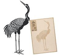 NAKLEO Large Wall Painting Stencil 43x64 cm, Japanese Standing Crane Art Deco Oriental Pattern, Reusable Plastic Template, DIY Art and Craft Home Decor, Floor Wood Fabric Furniture