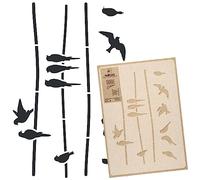 NAKLEO Large Wall Painting Stencil 59x95 cm, Birds Lines Silhouettes Pattern, Reusable Plastic Template, DIY Art and Craft Home Decor, Floor Wood Fabric Furniture
