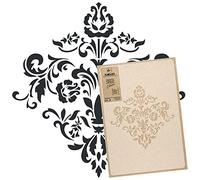 NAKLEO Large Wall Painting Stencil 59x95 cm, Damask Ornament Orient Pattern, Reusable Plastic Template, DIY Art and Craft Home Decor, Floor Wood Fabric Furniture