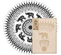 NAKLEO Mandala Large Painting Stencil Diameter 130 cm, Elephant Circle Mandala Geometric Ornament, Reusable Plastic Template DIY Art and Craft, Wall Floor Wood Fabric Furniture