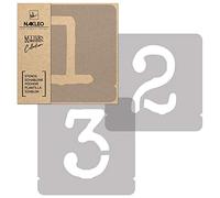 NAKLEO Numerals Painting Stencils Set 12 Pcs, 14 cm Numbers & Signs Typewriter Font, Reusable Plastic Drawing Templates for Crafts, DIY Wall Floor Wood