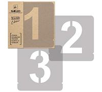 NAKLEO Numerals Painting Stencils Set 12 Pcs, 25 cm Numbers & Signs Modern Sans Font, Reusable Plastic Drawing Templates for Crafts, DIY Wall Floor Wood