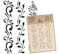 NAKLEO Painting Stencil for Crafts A4 21x30cm, Border Flower Plant Pattern, Reusable Plastic DIY & Scrapbooking Drawing Template, Decoupage Art Home Decor, Wall Wood Fabric Furniture