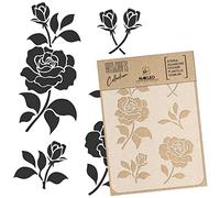 NAKLEO Painting Stencil for Crafts A4 21x30cm, Rose Flower Bloom Pattern, Reusable Plastic DIY & Scrapbooking Drawing Template, Decoupage Art Home Decor, Wall Wood Fabric Furniture