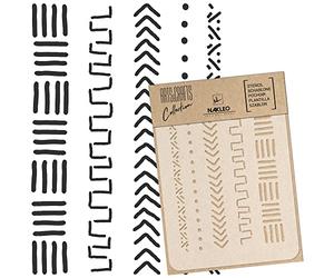 NAKLEO Painting Stencil for Crafts A5 15x21cm, Mudcloth African Boho Pattern, Reusable Plastic DIY & Scrapbooking Drawing Template, Decoupage Art Home Decor, Wall Wood Fabric Furniture