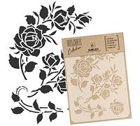 NAKLEO Painting Stencil for Crafts A5 15x21cm, Rose Flower Ornament Pattern, Reusable Plastic DIY & Scrapbooking Drawing Template, Decoupage Art Home Decor, Wall Wood Fabric Furniture