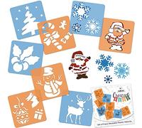NAKLEO Painting Stencils for Kids, 8 Pcs Set 15x15cm Christmas, Children Creative Drawing Templates Plastic and Reusable, DIY Decoration Arts and Crafts, Paper Wall Wood Fabric
