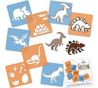 NAKLEO Painting Stencils for Kids, 8 Pcs Set 15x15cm Dinosaurs, Children Creative Drawing Templates Plastic and Reusable, DIY Decoration Arts and Crafts, Paper Wall Wood Fabric
