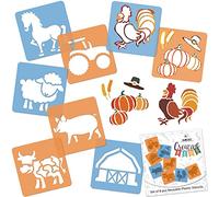 NAKLEO Painting Stencils for Kids, 8 Pcs Set 15x15cm Farm Animals, Children Creative Drawing Templates Plastic and Reusable, DIY Decoration Arts and Crafts, Paper Wall Wood Fabric