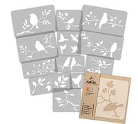 NAKLEO Painting Stencils Set for Kids, 14 Pcs Templates 9x12 to 23x34cm Bird, Plastic and Reusable Drawing Stencils, Children Room Decor, Craft DIY Wall Furniture