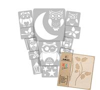 NAKLEO Painting Stencils Set for Kids, 14 Pcs Templates 9x12 to 23x34cm Owl Birds Night, Plastic and Reusable Drawing Stencils, Children Room Decor, Craft DIY Wall Furniture