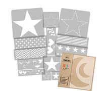 NAKLEO Painting Stencils Set for Kids, 14 Pcs Templates 9x12 to 23x34cm Sky Star, Plastic and Reusable Drawing Stencils, Children Room Decor, Craft DIY Wall Furniture