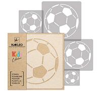 NAKLEO Painting Stencils Set for Kids, 5 Pcs Templates 9x9 to 34x34cm Ball Football Sport, Plastic and Reusable Drawing Stencils, Children Room Decor, Craft DIY Wall Furniture