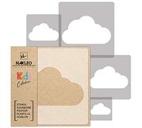 NAKLEO Painting Stencils Set for Kids, 5 Pcs Templates 9x9 to 34x34cm Clouds Sky, Plastic and Reusable Drawing Stencils, Children Room Decor, Craft DIY Wall Furniture