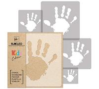 NAKLEO Painting Stencils Set for Kids, 5 Pcs Templates 9x9 to 34x34cm Hand Human Handprint, Plastic and Reusable Drawing Stencils, Children Room Decor, Craft DIY Wall Furniture