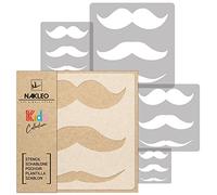 NAKLEO Painting Stencils Set for Kids, 5 Pcs Templates 9x9 to 34x34cm Mustache Face Beard, Plastic and Reusable Drawing Stencils, Children Room Decor, Craft DIY Wall Furniture