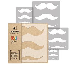 NAKLEO Painting Stencils Set for Kids, 5 Pcs Templates 9x9 to 34x34cm Mustache Face Beard, Plastic and Reusable Drawing Stencils, Children Room Decor, Craft DIY Wall Furniture
