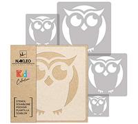 NAKLEO Painting Stencils Set for Kids, 5 Pcs Templates 9x9 to 34x34cm Owl Animal Bird, Plastic and Reusable Drawing Stencils, Children Room Decor, Craft DIY Wall Furniture