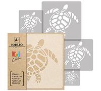 NAKLEO Painting Stencils Set for Kids, 5 Pcs Templates 9x9 to 34x34cm Sea Turtle Animal, Plastic and Reusable Drawing Stencils, Children Room Decor, Craft DIY Wall Furniture