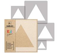 NAKLEO Painting Stencils Set for Kids, 5 Pcs Templates 9x9 to 34x34cm Triangle Geometric, Plastic and Reusable Drawing Stencils, Children Room Decor, Craft DIY Wall Furniture