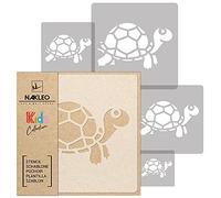 NAKLEO Painting Stencils Set for Kids, 5 Pcs Templates 9x9 to 34x34cm Turtle Animal Tortoise, Plastic and Reusable Drawing Stencils, Children Room Decor, Craft DIY Wall Furniture