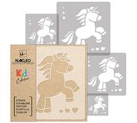 NAKLEO Painting Stencils Set for Kids, 5 Pcs Templates 9x9 to 34x34cm Unicorn Fairytale Magic, Plastic and Reusable Drawing Stencils, Children Room Decor, Craft DIY Wall Furniture