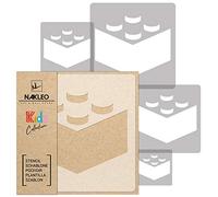 NAKLEO Painting Stencils Set for Nursery Room, 5 Pcs Templates 9x9 to 34x34cm Building Block Brick, Plastic and Reusable Drawing Stencils, Decor, Craft DIY Wall Furniture