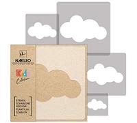 NAKLEO Painting Stencils Set for Nursery Room, 5 Pcs Templates 9x9 to 34x34cm Clouds Sky, Plastic and Reusable Drawing Stencils, Decor, Craft DIY Wall Furniture