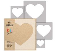 NAKLEO Painting Stencils Set for Nursery Room, 5 Pcs Templates 9x9 to 34x34cm Heart Love Valentine's Day, Plastic and Reusable Drawing Stencils, Decor, Craft DIY Wall Furniture