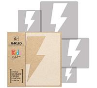 NAKLEO Painting Stencils Set for Nursery Room, 5 Pcs Templates 9x9 to 34x34cm Lightning Thunderstorm Sky, Plastic and Reusable Drawing Stencils, Decor, Craft DIY Wall Furniture
